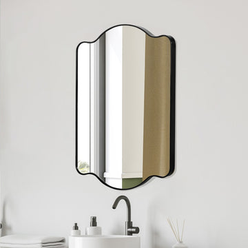 Louisa 24 in. W x 36 in. H Medium Scalloped Rectangular Metal Framed Wall Mirror - JONATHAN Y
